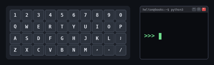Animação de um teclado digitando SPAM no prompt do Python